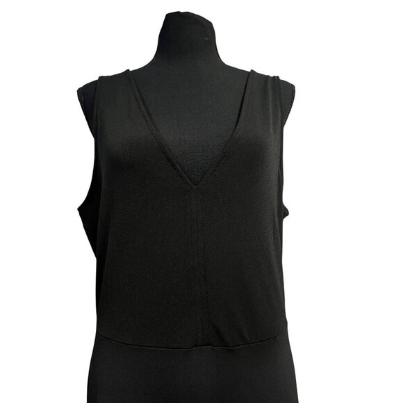 BANANA REPUBLIC Dress WOMEN MEDIUM BLACK Sleeveless Tiered Skirt V-Neckline - Picture 7 of 9